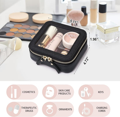 Travel Makeup Set, Black, L+M+SLIM | Waterproof, Transparent Cosmetic Bag, Toiletry Bag, Makeup Brush Case with Zipper, Car Essentials for Women