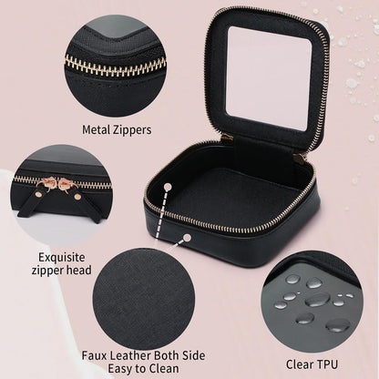 Travel Makeup Set, Black, L+M+SLIM | Waterproof, Transparent Cosmetic Bag, Toiletry Bag, Makeup Brush Case with Zipper, Car Essentials for Women
