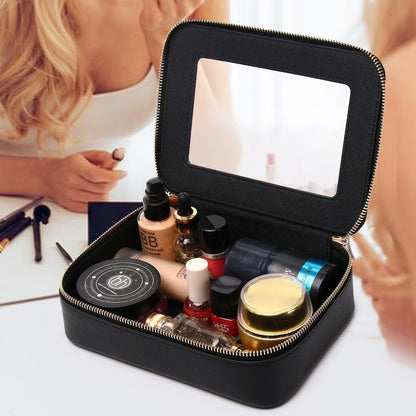 Travel Makeup Set, Black, L+M+SLIM | Waterproof, Transparent Cosmetic Bag, Toiletry Bag, Makeup Brush Case with Zipper, Car Essentials for Women