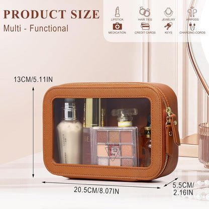 Travel Makeup Set, Black, L+M+SLIM | Waterproof, Transparent Cosmetic Bag, Toiletry Bag, Makeup Brush Case with Zipper, Car Essentials for Women