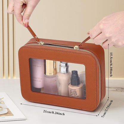 Travel Makeup Set, Black, L+M+SLIM | Waterproof, Transparent Cosmetic Bag, Toiletry Bag, Makeup Brush Case with Zipper, Car Essentials for Women