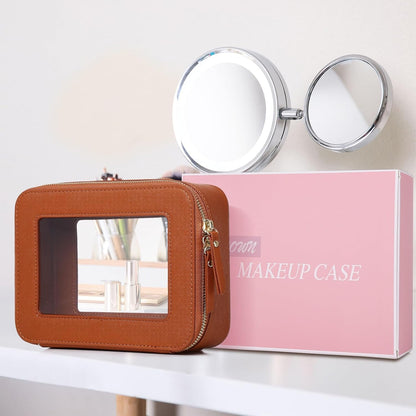 Travel Makeup Set, Black, L+M+SLIM | Waterproof, Transparent Cosmetic Bag, Toiletry Bag, Makeup Brush Case with Zipper, Car Essentials for Women