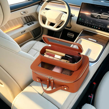 Travel Makeup Set, Black, L+M+SLIM | Waterproof, Transparent Cosmetic Bag, Toiletry Bag, Makeup Brush Case with Zipper, Car Essentials for Women