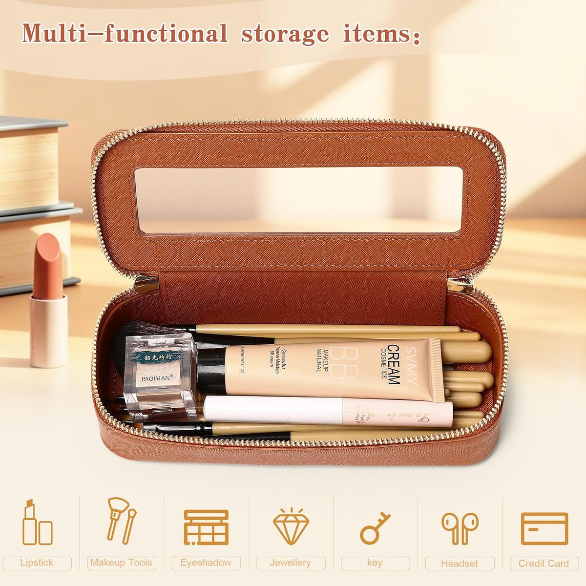 Travel Makeup Set, Black, L+M+SLIM | Waterproof, Transparent Cosmetic Bag, Toiletry Bag, Makeup Brush Case with Zipper, Car Essentials for Women