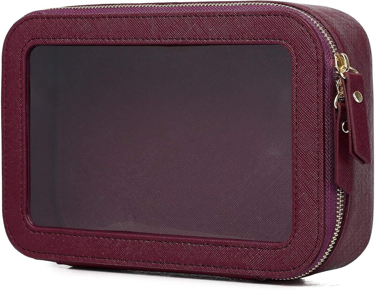 Travel Makeup Set, Black, L+M+SLIM | Waterproof, Transparent Cosmetic Bag, Toiletry Bag, Makeup Brush Case with Zipper, Car Essentials for Women