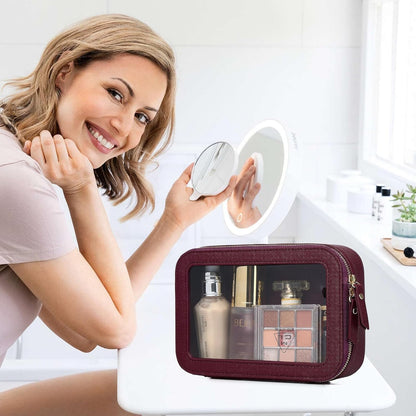 Travel Makeup Set, Black, L+M+SLIM | Waterproof, Transparent Cosmetic Bag, Toiletry Bag, Makeup Brush Case with Zipper, Car Essentials for Women