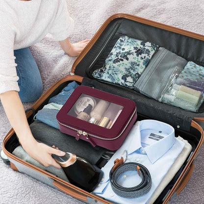 Travel Makeup Set, Black, L+M+SLIM | Waterproof, Transparent Cosmetic Bag, Toiletry Bag, Makeup Brush Case with Zipper, Car Essentials for Women