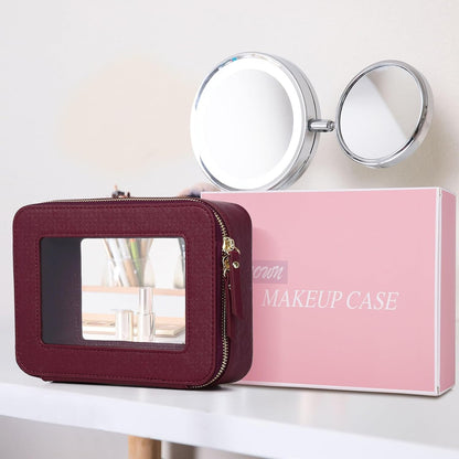 Travel Makeup Set, Black, L+M+SLIM | Waterproof, Transparent Cosmetic Bag, Toiletry Bag, Makeup Brush Case with Zipper, Car Essentials for Women