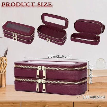 Travel Makeup Set, Black, L+M+SLIM | Waterproof, Transparent Cosmetic Bag, Toiletry Bag, Makeup Brush Case with Zipper, Car Essentials for Women