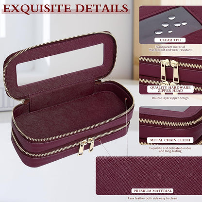 Travel Makeup Set, Black, L+M+SLIM | Waterproof, Transparent Cosmetic Bag, Toiletry Bag, Makeup Brush Case with Zipper, Car Essentials for Women