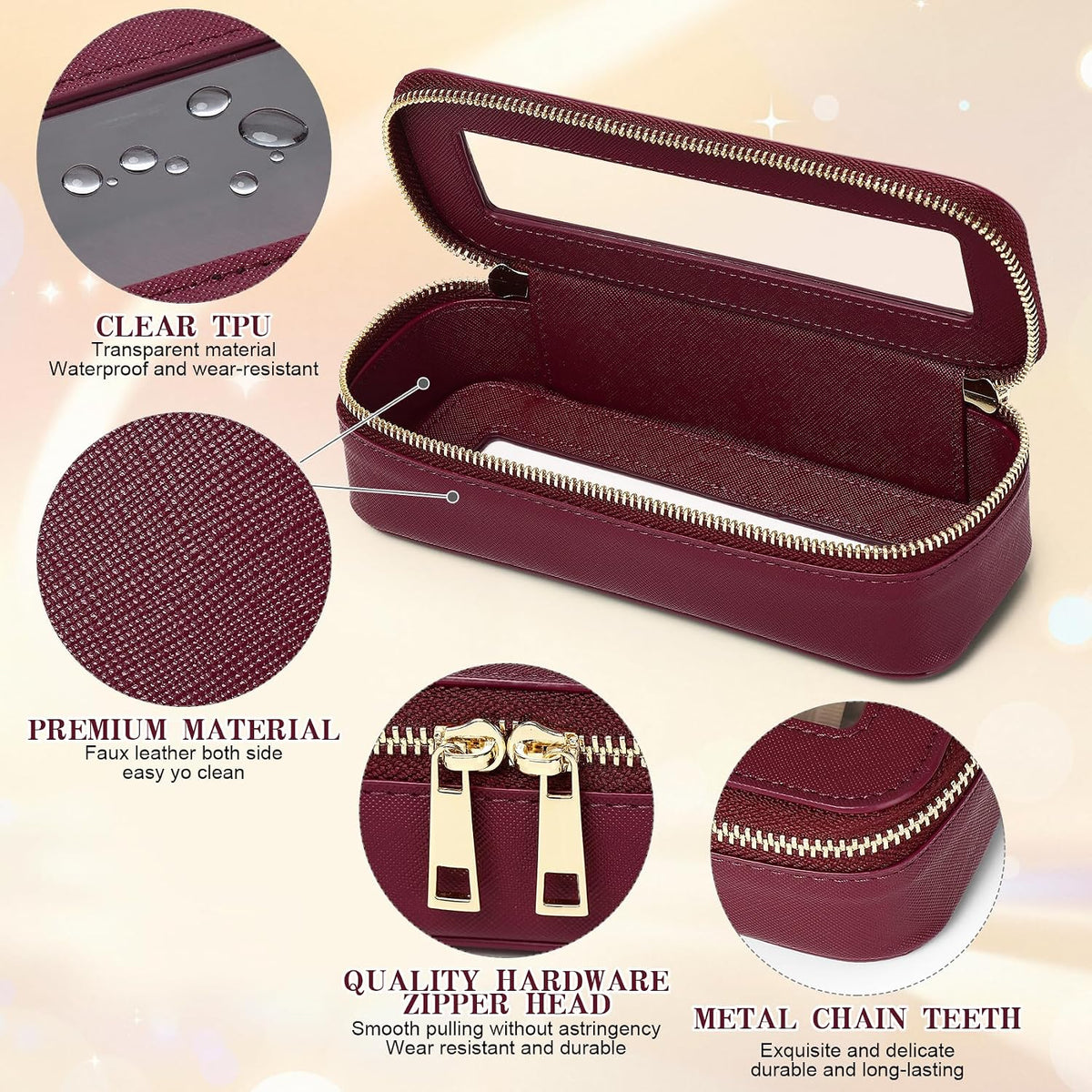 Travel Makeup Set, Black, L+M+SLIM | Waterproof, Transparent Cosmetic Bag, Toiletry Bag, Makeup Brush Case with Zipper, Car Essentials for Women