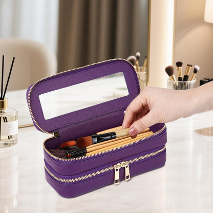 Travel Makeup Set, Black, L+M+SLIM | Waterproof, Transparent Cosmetic Bag, Toiletry Bag, Makeup Brush Case with Zipper, Car Essentials for Women