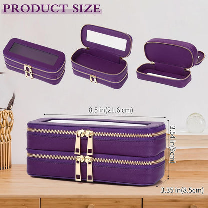 Travel Makeup Set, Black, L+M+SLIM | Waterproof, Transparent Cosmetic Bag, Toiletry Bag, Makeup Brush Case with Zipper, Car Essentials for Women