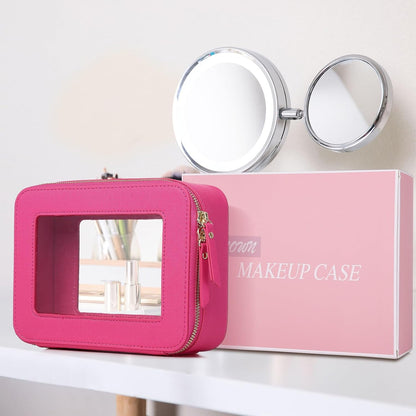 Travel Makeup Set, Black, L+M+SLIM | Waterproof, Transparent Cosmetic Bag, Toiletry Bag, Makeup Brush Case with Zipper, Car Essentials for Women