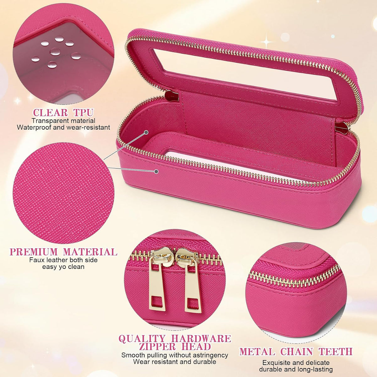 Travel Makeup Set, Black, L+M+SLIM | Waterproof, Transparent Cosmetic Bag, Toiletry Bag, Makeup Brush Case with Zipper, Car Essentials for Women