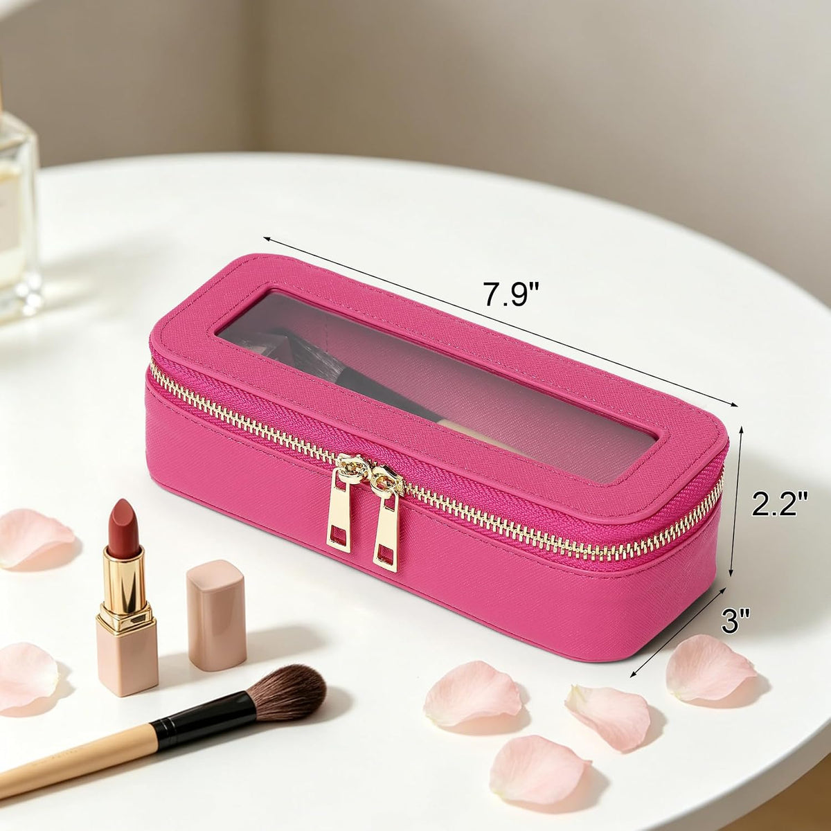 Travel Makeup Set, Black, L+M+SLIM | Waterproof, Transparent Cosmetic Bag, Toiletry Bag, Makeup Brush Case with Zipper, Car Essentials for Women