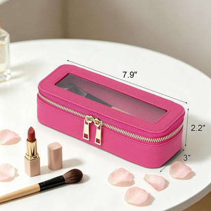 Travel Makeup Set, Black, L+M+SLIM | Waterproof, Transparent Cosmetic Bag, Toiletry Bag, Makeup Brush Case with Zipper, Car Essentials for Women