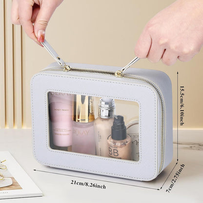 Travel Makeup Set, Black, L+M+SLIM | Waterproof, Transparent Cosmetic Bag, Toiletry Bag, Makeup Brush Case with Zipper, Car Essentials for Women
