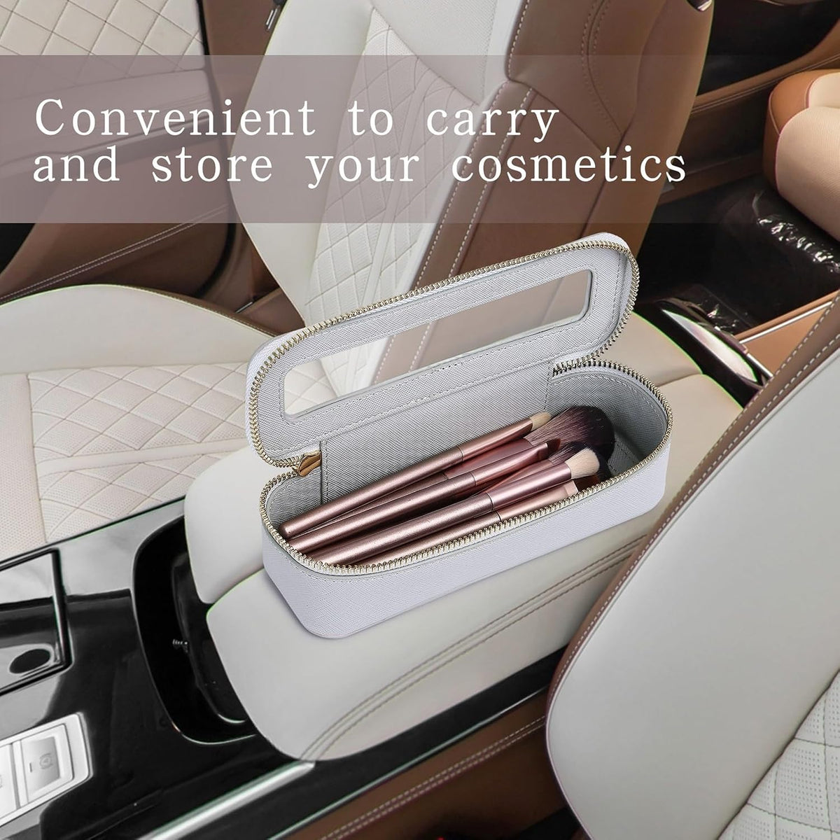 Travel Makeup Set, Black, L+M+SLIM | Waterproof, Transparent Cosmetic Bag, Toiletry Bag, Makeup Brush Case with Zipper, Car Essentials for Women
