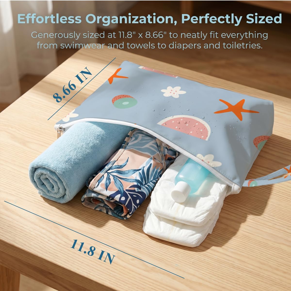 4 Pack Reusable Waterproof Wet Bag, Dry Wet Separation Storage Pouch for Travel Gym Beach Pool Swimsuits Toiletries Makeup Laundry Organizer