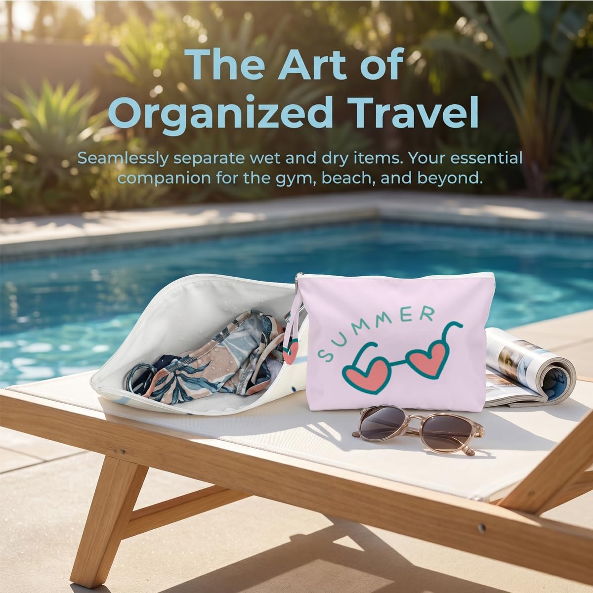 4 Pack Reusable Waterproof Wet Bag, Dry Wet Separation Storage Pouch for Travel Gym Beach Pool Swimsuits Toiletries Makeup Laundry Organizer