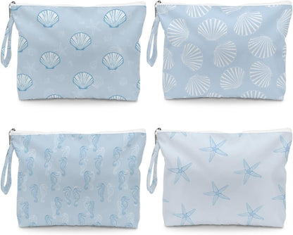 4 Pack Reusable Waterproof Wet Bag, Dry Wet Separation Storage Pouch for Travel Gym Beach Pool Swimsuits Toiletries Makeup Laundry Organizer