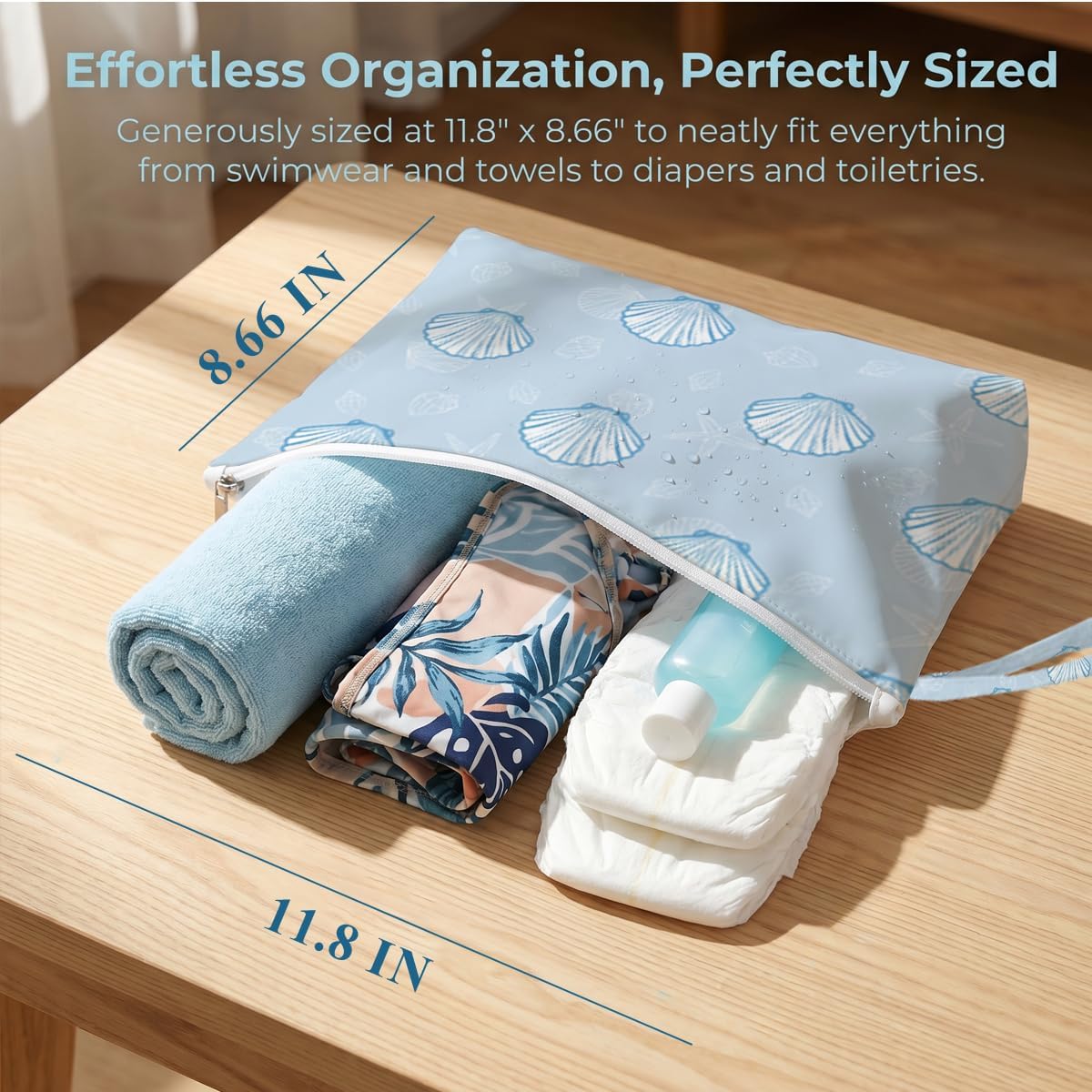 4 Pack Reusable Waterproof Wet Bag, Dry Wet Separation Storage Pouch for Travel Gym Beach Pool Swimsuits Toiletries Makeup Laundry Organizer