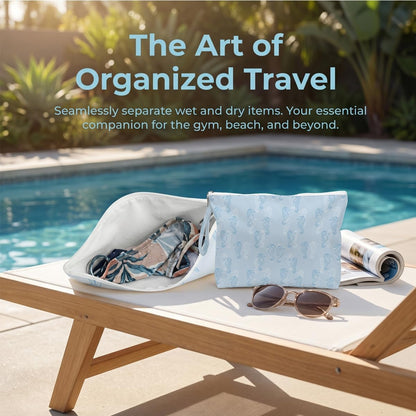 4 Pack Reusable Waterproof Wet Bag, Dry Wet Separation Storage Pouch for Travel Gym Beach Pool Swimsuits Toiletries Makeup Laundry Organizer