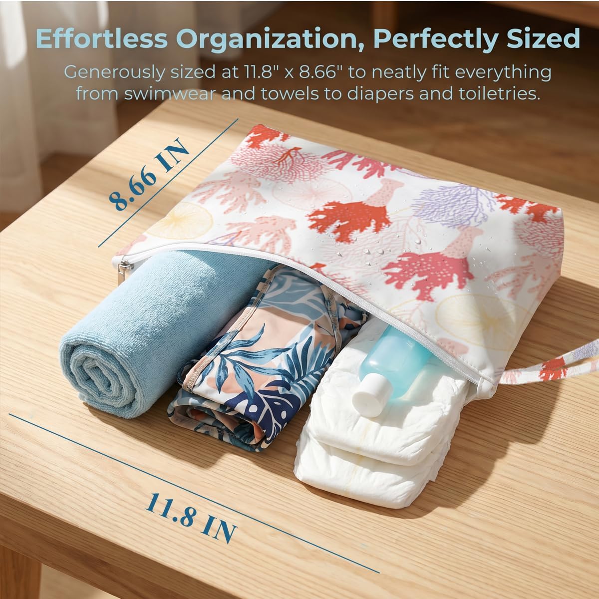 4 Pack Reusable Waterproof Wet Bag, Dry Wet Separation Storage Pouch for Travel Gym Beach Pool Swimsuits Toiletries Makeup Laundry Organizer