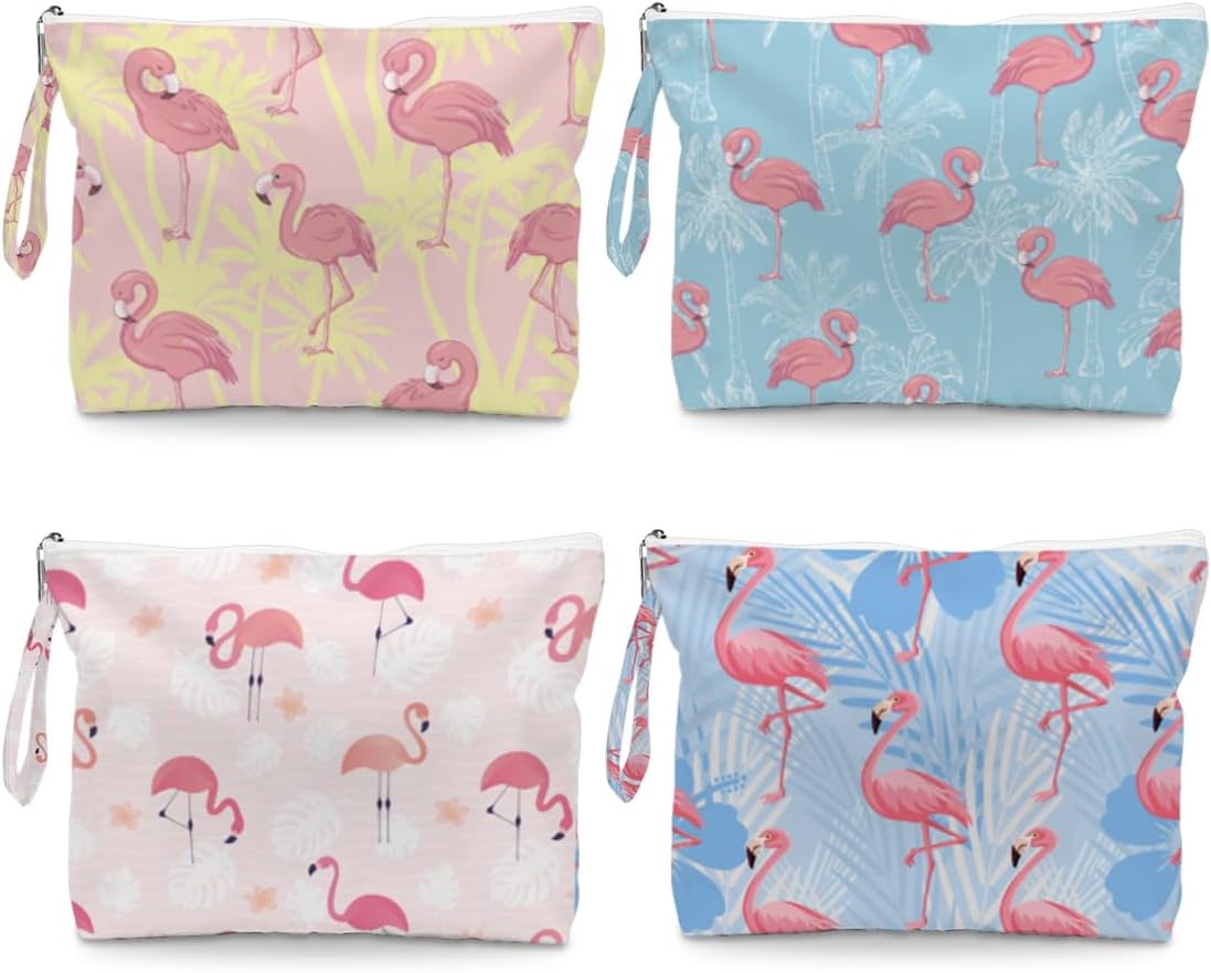 4 Pack Reusable Waterproof Wet Bag, Dry Wet Separation Storage Pouch for Travel Gym Beach Pool Swimsuits Toiletries Makeup Laundry Organizer