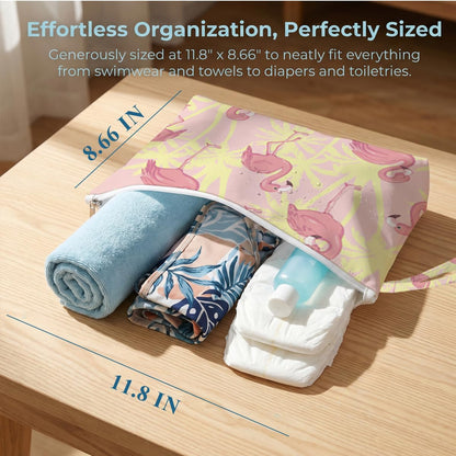4 Pack Reusable Waterproof Wet Bag, Dry Wet Separation Storage Pouch for Travel Gym Beach Pool Swimsuits Toiletries Makeup Laundry Organizer