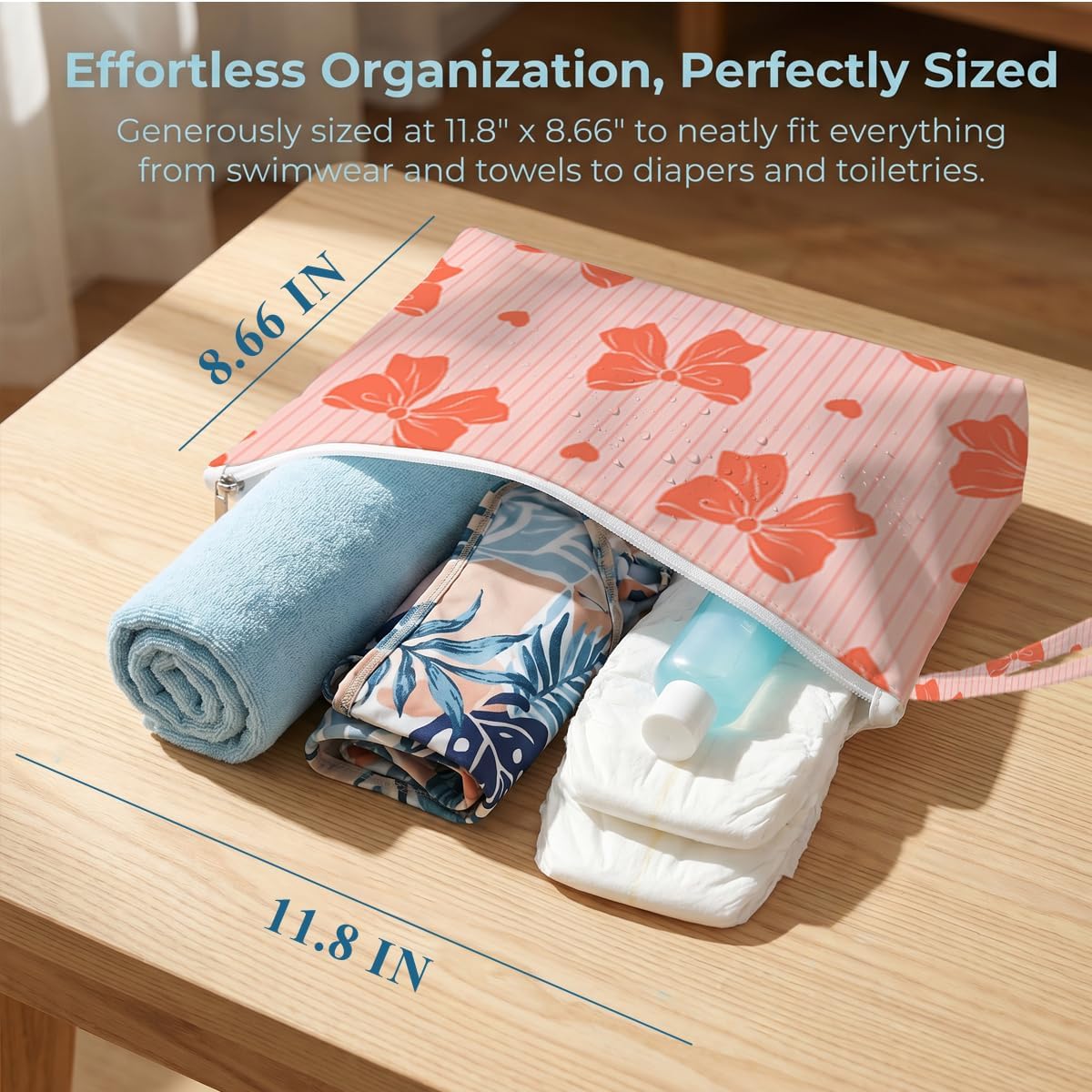 4 Pack Reusable Waterproof Wet Bag, Dry Wet Separation Storage Pouch for Travel Gym Beach Pool Swimsuits Toiletries Makeup Laundry Organizer