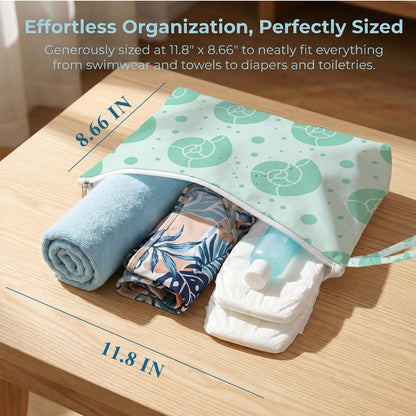 4 Pack Reusable Waterproof Wet Bag, Dry Wet Separation Storage Pouch for Travel Gym Beach Pool Swimsuits Toiletries Makeup Laundry Organizer
