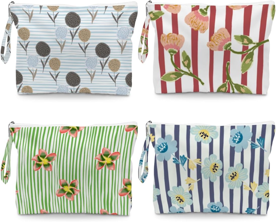 4 Pack Reusable Waterproof Wet Bag, Dry Wet Separation Storage Pouch for Travel Gym Beach Pool Swimsuits Toiletries Makeup Laundry Organizer