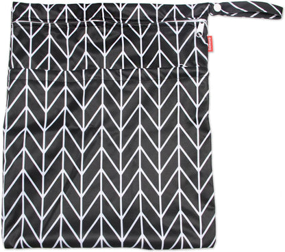 3pcs Travel Wet and Dry Bag with Handle for Cloth Diaper, Pumping Parts, Clothes, Swimsuit and More, Easy to Grab and Go, Black Arrows