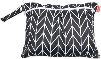 3pcs Travel Wet and Dry Bag with Handle for Cloth Diaper, Pumping Parts, Clothes, Swimsuit and More, Easy to Grab and Go, Black Arrows