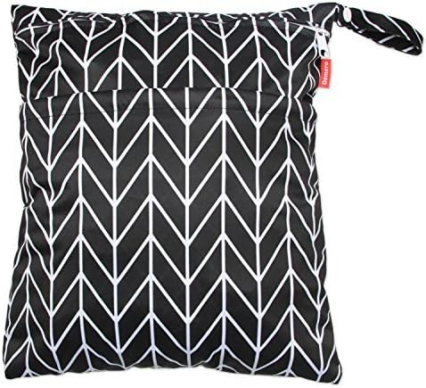 3pcs Travel Wet and Dry Bag with Handle for Cloth Diaper, Pumping Parts, Clothes, Swimsuit and More, Easy to Grab and Go, Black Arrows