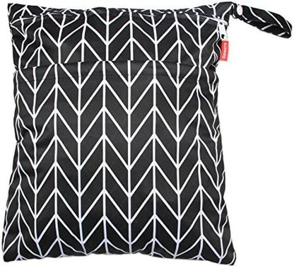 3pcs Travel Wet and Dry Bag with Handle for Cloth Diaper, Pumping Parts, Clothes, Swimsuit and More, Easy to Grab and Go, Black Arrows