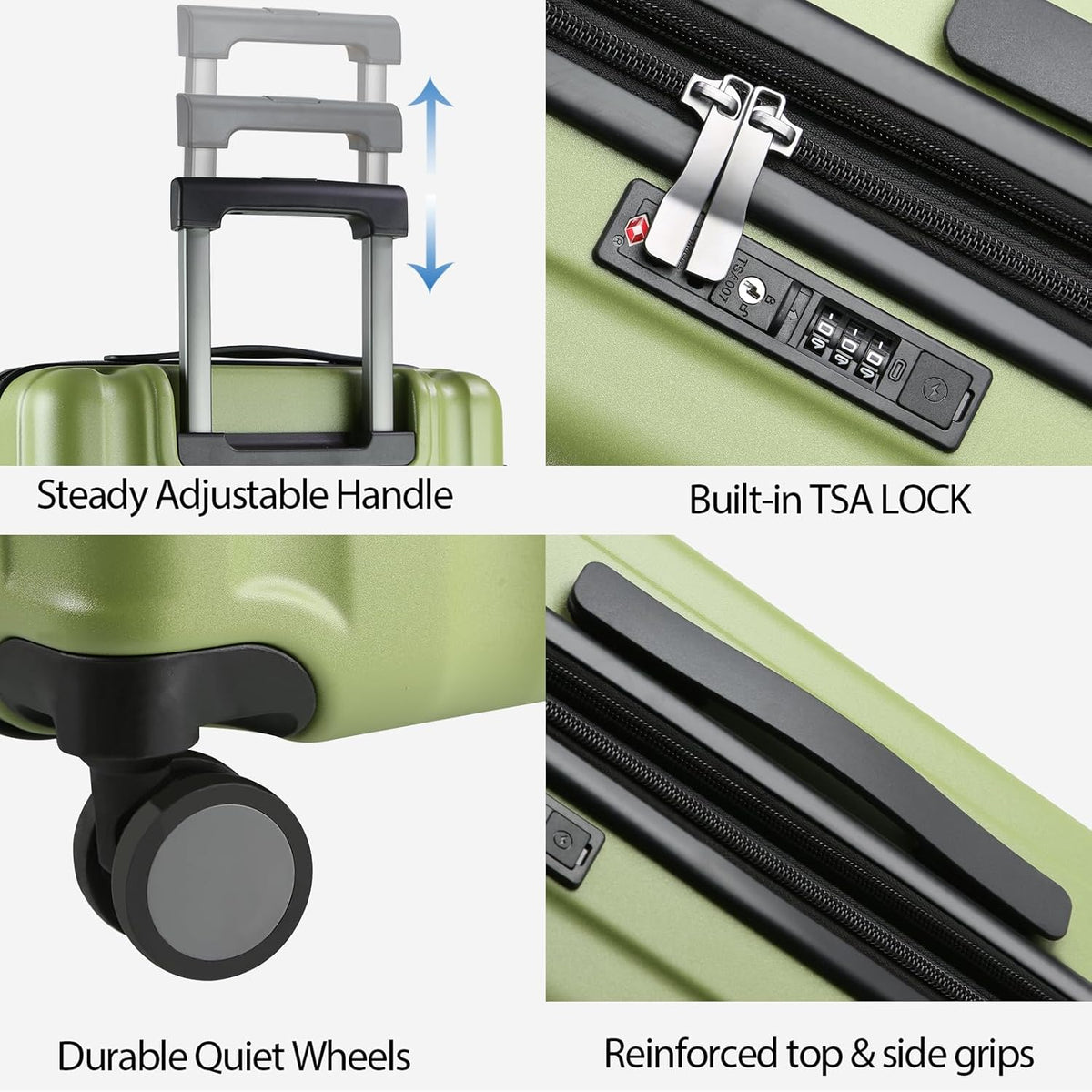 Hardside Expandable Carry On Luggage with Spinner Wheels & Built-in TSA Lock, Durable Suitcase Rolling Luggage with USB Port, Carry-On 20-Inch, White