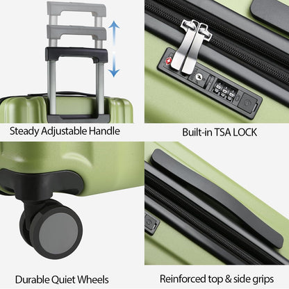 Hardside Expandable Carry On Luggage with Spinner Wheels & Built-in TSA Lock, Durable Suitcase Rolling Luggage with USB Port, Carry-On 20-Inch, White