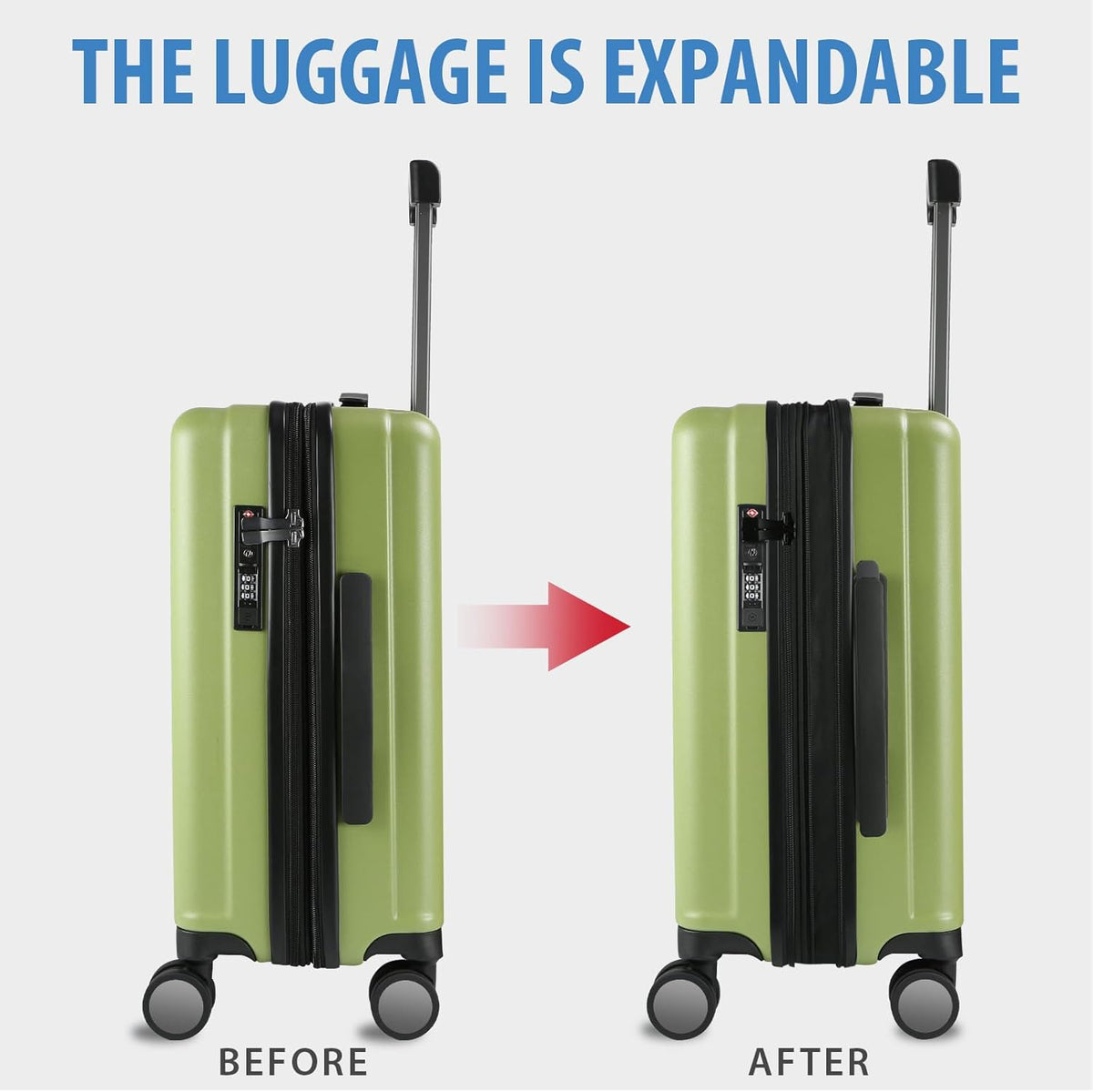 Hardside Expandable Carry On Luggage with Spinner Wheels & Built-in TSA Lock, Durable Suitcase Rolling Luggage with USB Port, Carry-On 20-Inch, White