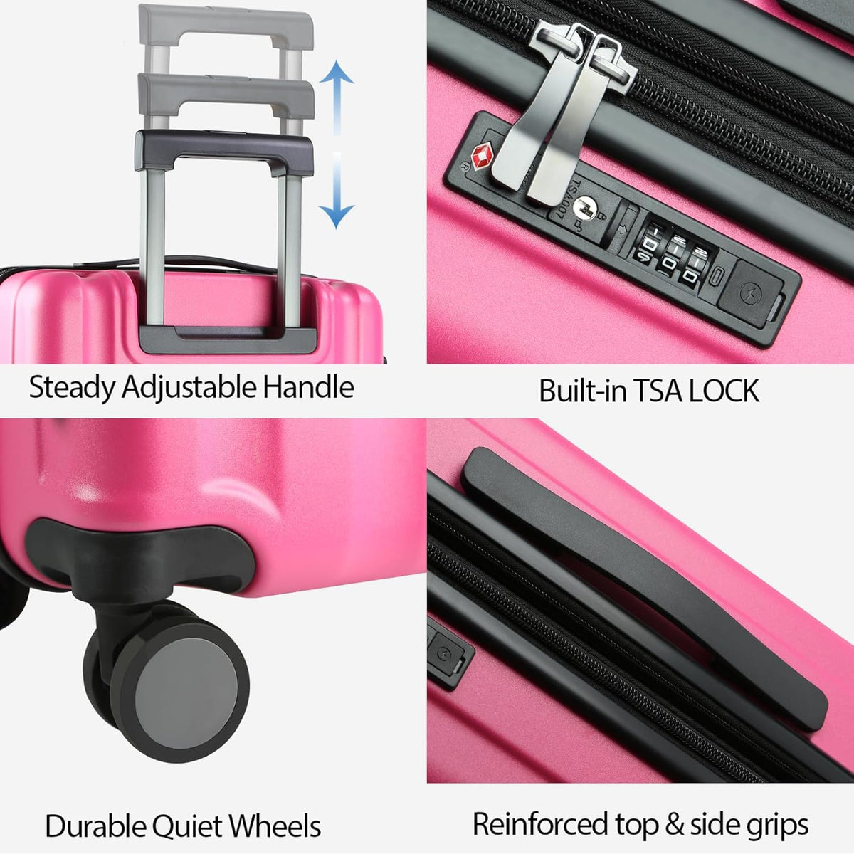 Hardside Expandable Carry On Luggage with Spinner Wheels & Built-in TSA Lock, Durable Suitcase Rolling Luggage with USB Port, Carry-On 20-Inch, White