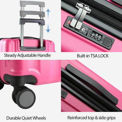 Hardside Expandable Carry On Luggage with Spinner Wheels & Built-in TSA Lock, Durable Suitcase Rolling Luggage with USB Port, Carry-On 20-Inch, White