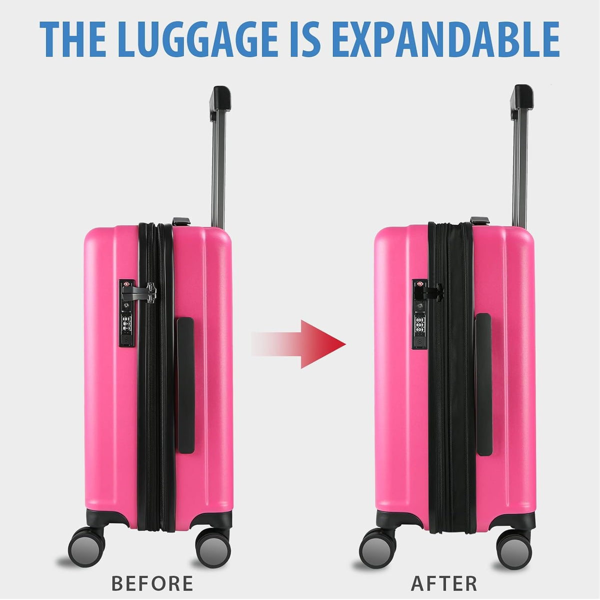 Hardside Expandable Carry On Luggage with Spinner Wheels & Built-in TSA Lock, Durable Suitcase Rolling Luggage with USB Port, Carry-On 20-Inch, White