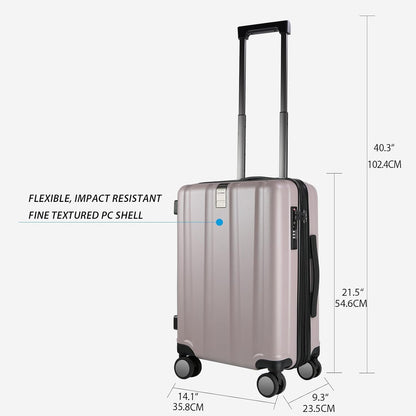 Hardside Expandable Carry On Luggage with Spinner Wheels & Built-in TSA Lock, Durable Suitcase Rolling Luggage with USB Port, Carry-On 20-Inch, White
