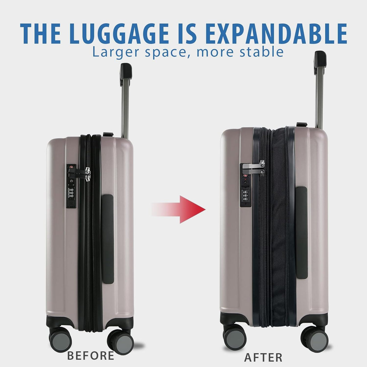 Hardside Expandable Carry On Luggage with Spinner Wheels & Built-in TSA Lock, Durable Suitcase Rolling Luggage with USB Port, Carry-On 20-Inch, White