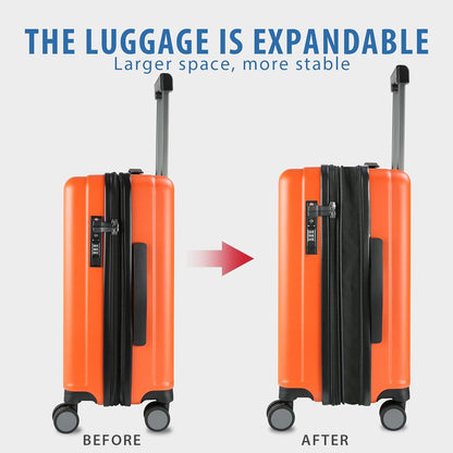 Hardside Expandable Carry On Luggage with Spinner Wheels & Built-in TSA Lock, Durable Suitcase Rolling Luggage with USB Port, Carry-On 20-Inch, White