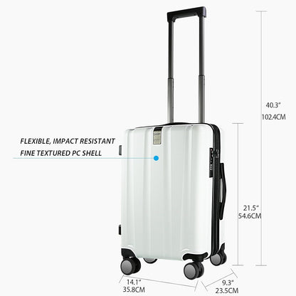 Hardside Expandable Carry On Luggage with Spinner Wheels & Built-in TSA Lock, Durable Suitcase Rolling Luggage with USB Port, Carry-On 20-Inch, White