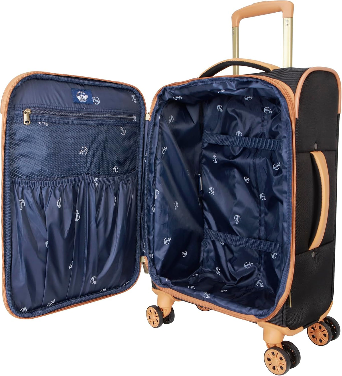 Seahorse Softside Expandable 8-Wheel Spinner Travel Carry On Luggage, 20-Inch, Black