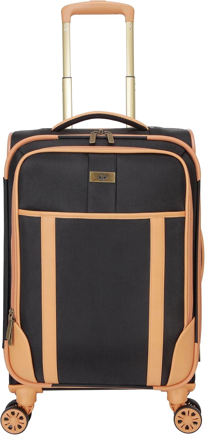 Seahorse Softside Expandable 8-Wheel Spinner Travel Carry On Luggage, 20-Inch, Black